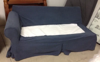 Pottery Barn Basic Brazo Izquierdo Loveseat SOLO MARCO Puerto Azul Lona Foto 1 de 2