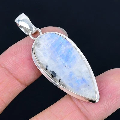 Colgante Hecho a Mano Arco Iris Calsilica 925 Chapado en Plata de 2.17" Foto 1 de 3