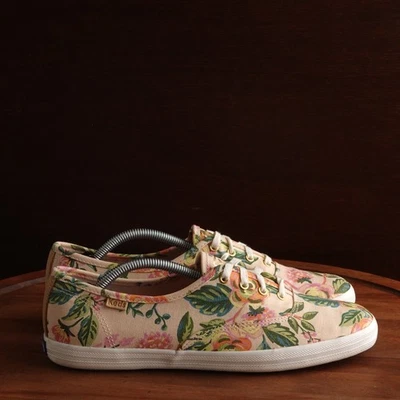 Keds X Rifle Paper Co Sneakers Womens SZ 8.5 Peach Floral Low Casual Canvas Shoe - Image 1 of 4