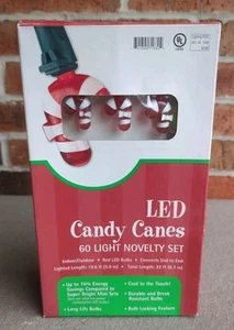 LED Candy Cane CHRISTMAS Lights 60 Light Per String TARGET Indoor OUTDOOR New - Picture 1 of 15