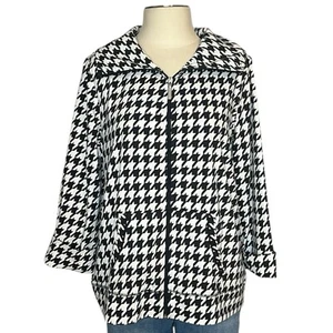 Kim Rogers herringbone shawl collar zip front ¾ sleeve jacket L - Picture 1 of 10