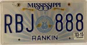 MISSISSIPI TRIPLE DIGIT 8 888 license plate repeating Rankin MS RBJ 888 - Picture 1 of 7
