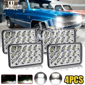 DOT 4PCS 4x6" LED Headlights Hi/Lo Chrome Fit Chevy C10 Pickup Truck 1981-1986 - Picture 1 of 10