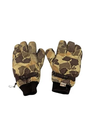 Cabelas Duck Hunter Camo Thinsulate Gloves Leather Palms Mens One Size - Image 1 of 4