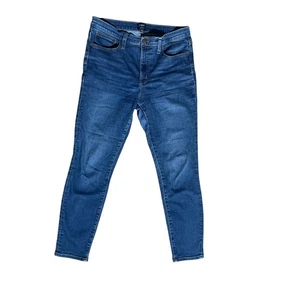 J. Pantalones de mezclilla ajustados de tiro alto Crew para mujer lavado oscuro elásticos informales - Imagen 1 de 8