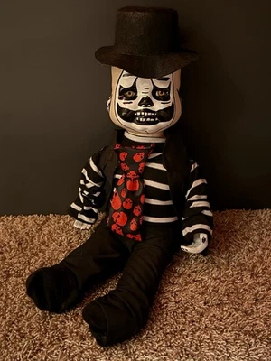 RARO HALLAZGO ÚNICO Personalizado Vintage Payaso Miedo Tres Caras Muñeca Sentada Cabeza Giratoria Foto 1 de 4