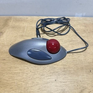 Logitech T-BC21 Trackman Red Marble USB Trackball Ergonomic Mouse Wired TESTED - Picture 1 of 7