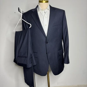 Tuta Jos A Bank Signature Collection 42R 33W blu spina di pesce 100% lana - Foto 1 di 12