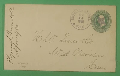 DR WHO 1880 DPO REYNOLDS BRIDGE CT 1874-1910 FANCY CANCEL STAR STATIONER R11876 - Image 1 of 2