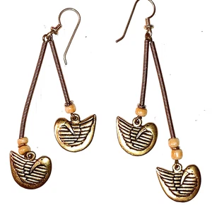 • Pair of Gold Metal SLEEPING BIRDS Earrings • Unmarked • Unique • - Picture 1 of 3