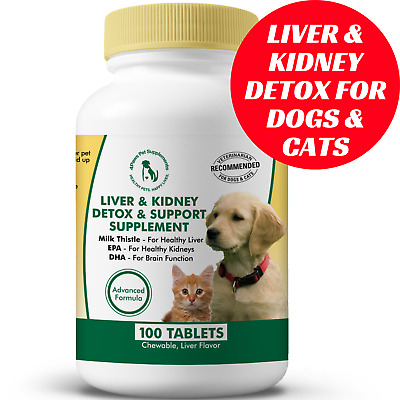 Liver & Kidney Detox Support Supplement W Milk Thistle For Dogs & Cats. 100 Tabs • 12.97$