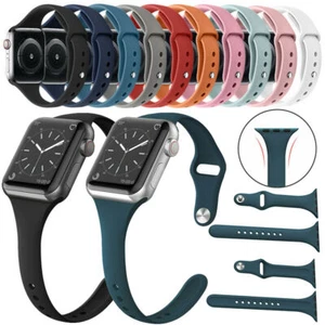 Slim soft Silicone Bracelet Strap Band For Apple Watch Series 10/9/8/7/6/5/4/3/2 - Picture 1 of 42