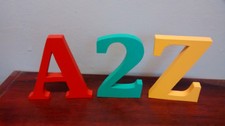FREE STANDING WOODEN letters large 12 cm,  painted wooden letters and numbers