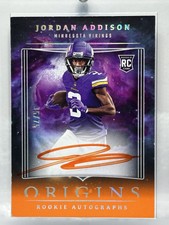 2023 Panini Origins Jordan Addison Rookie Auto Orange /75 Vikings RC On Card