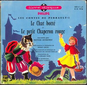 LE CHAT BOTTE et LE PETIT CHAPERON ROUGE LIVRE DISQUE PHILIPS 45T EP 9196 