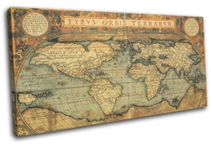 Old World Atlas Latin Vintage Maps Flags SINGLE CANVAS WALL ART Picture Print - Picture 1 of 1