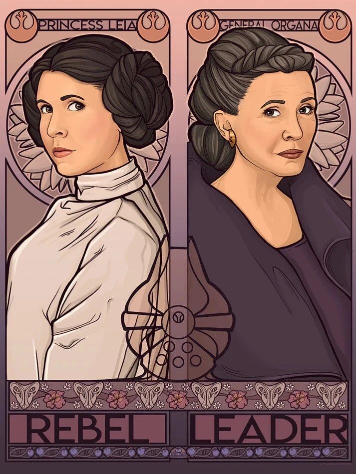Star Wars Una Nueva Esperanza Leia y General Organa Líder Rebelde Karen Hallion Arte Foto 1 de 1