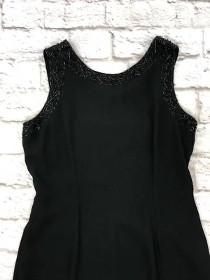 Винтажное черное платье-футляр с бисером Argenti Studio, женское, размер 8 - Изображение 1 из 4