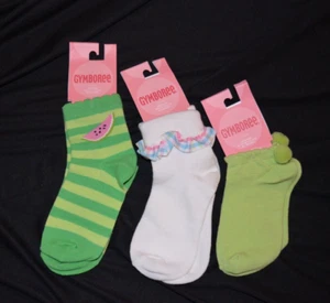 Gymboree TUTTI FRUITY 3 pr lot Green Pom Socks & ankle & foldover NWT 3-4 yr - Picture 1 of 4