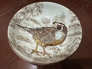 WILLIAMS SONOMA RARE VINTAGE PLYMOUTH BIRDS QUAIL 5.5" BOWL PERFECT CONDITION - Picture 1 of 4