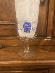 Vintage 70er Jahre Pabst blaues Band Daumenmuster Kelch Kelch Bierglas - Bild 1 von 6