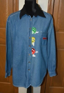 Women's Denim BF LS Shirt (SMALL/MED) M&M's Embroidered Shirt - Picture 1 of 9