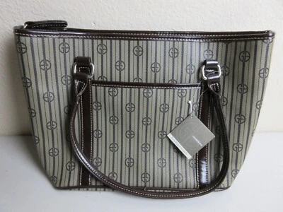 Giani Bernini Stripe Signature Small Tote Handbag Khaki / Brown (NWT) - Imagem 1 de 4