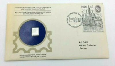 Busta Primo Giorno Circolazione Londra 1980 Lingotto Argento Ed. Limitata - Immagine 1 di 3