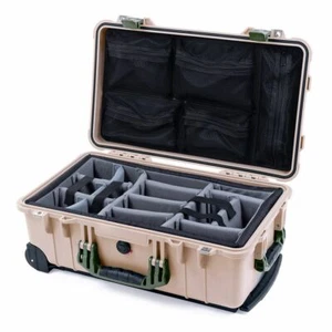 Tan & OD Green Pelican 1510 Etui mit grauen Trennwänden & Netzdeckel Organizer. - Bild 1 von 3