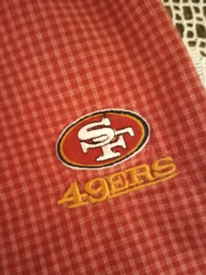 Hombres San Francisco 49ers Pijama Pantalones NFL Grande Logo Bordado Rojo Cuadros Algodón Foto 1 de 4