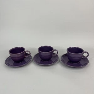 3 Homer Laughlin Fiestaware Retired Rare 1993 Lilac Purple Tea Cup Saucer Set - Picture 1 of 9