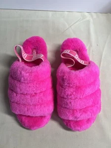 UGG FLUFF YEAH SLIDE HOT PINK MOCASSIN SLIP ON SANDAL US9 UK7 EU40 - Picture 1 of 7