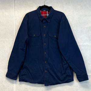 LANDS' END Shacket Herren Large Navy Blau Traditional Fit Flanell Gefüttert Knopfleiste - Bild 1 von 14