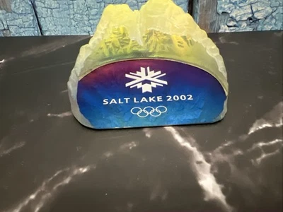 Peso de papel olímpico Salt Lake City 2002 vidrio aspecto holográfico regalo olímpico Foto 1 de 4