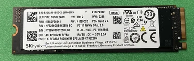 🍓SK hynix 256GB SSD SOLID STATE DRIVE HFS256GDE9X081N , SSS0L24816 - Image 1 of 3