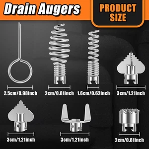 14Pcs Drain Cleaner Combination Cutter Head Set Manganese Steel Spring qioWk - Picture 1 of 11