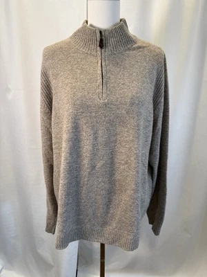 Suéter masculino Allen Solly cashmere XL bronzeado quarto de zíper pulôver macio luxo - Imagem 1 de 4