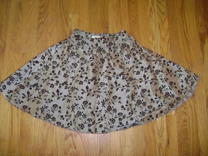LIMITED TOO GIRLS SKIRT size 10 METALLIC BROWN TAFFETA & FLOCKED LEAVES FLOWERS - Picture 1 of 6