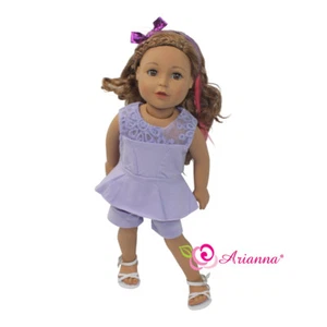 Doll Clothes 18" Shorts Top Lavender One-Piece Romper Jumpsuit  Fits AG Dolls - Picture 1 of 2