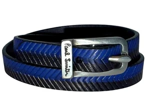 Paul Smith Mainline Mens Black Leather Herringbone Wrap Bracelet Brand New - Picture 1 of 6