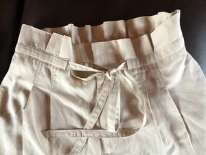NEW CLUB MONACO PANTS PAPERBAG ANREANNAH CROP WIDE POCKETS LINEN WHITE SIZE 10 - Picture 1 of 9