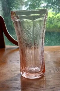 Indiana Glass Tumbler Recollection Pink Madrid, 6 3/8" Tall, 3 1/2" Wide - Picture 1 of 6
