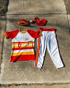 VTG McDonalds Baseball Uniform Set Jersey Pants Stirrups Hat Belt M/L