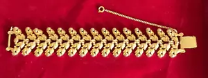 Vintage goldfarbenes breites florales Tortolani Armband NM 7,5”L x 1”B - Bild 1 von 21