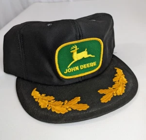 Vtg 80s John Deere Hat Patch Snapback Mesh Cap Golden Leaves Scrambled Eggs - Picture 1 of 5