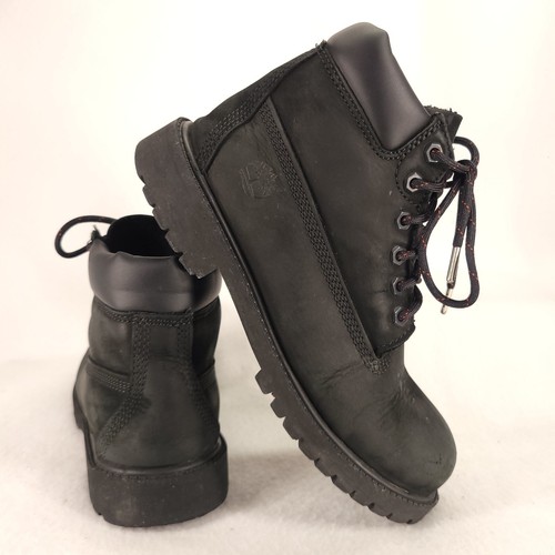 Stivali Timberland ragazzi taglia 3M 6 pollici impermeabili in pelle nera con lacci isolati