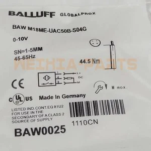 1PC New Balluff BAW0025 BAW M18ME-UAC50B-S04G Proximity Sensor M18MEUAC50BS04G - Picture 1 of 5