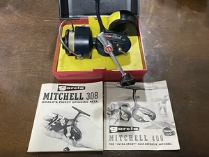 Vintage Garcia Mitchell 408 Spinning Fishing Reel in Box w/ Papers + Extra Spool - Picture 1 of 12