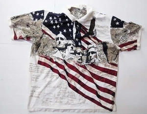 American Summer Patriotic Polo Shirt Size 2XL Mt Rushmore American Flag - Picture 1 of 2