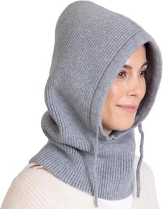 Brook + Bay Knitted Hooded Scarf w/drawstrings - Knit Balaclava Hood Grey - Picture 1 of 7